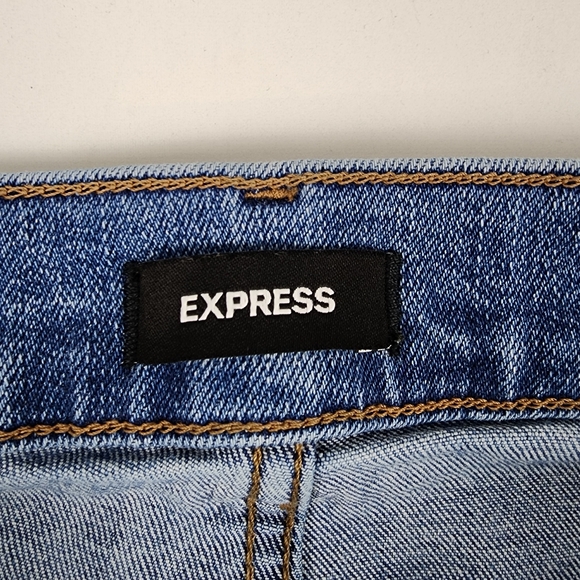 Express Jeans Womens 12S Modern Straight Super High Rise Distressed Blue (32x27) - Picture 7 of 14